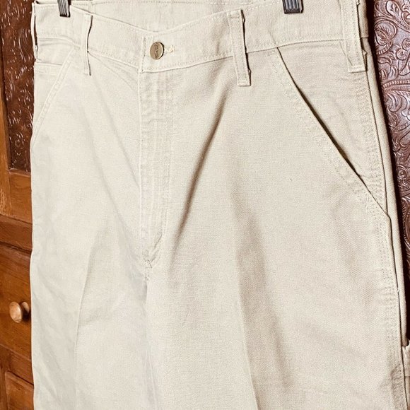 NEW Carhartt Dungaree Fit Mens Pants 34X36 Tan Carpenter Work Chore NWOT - Picture 3 of 11
